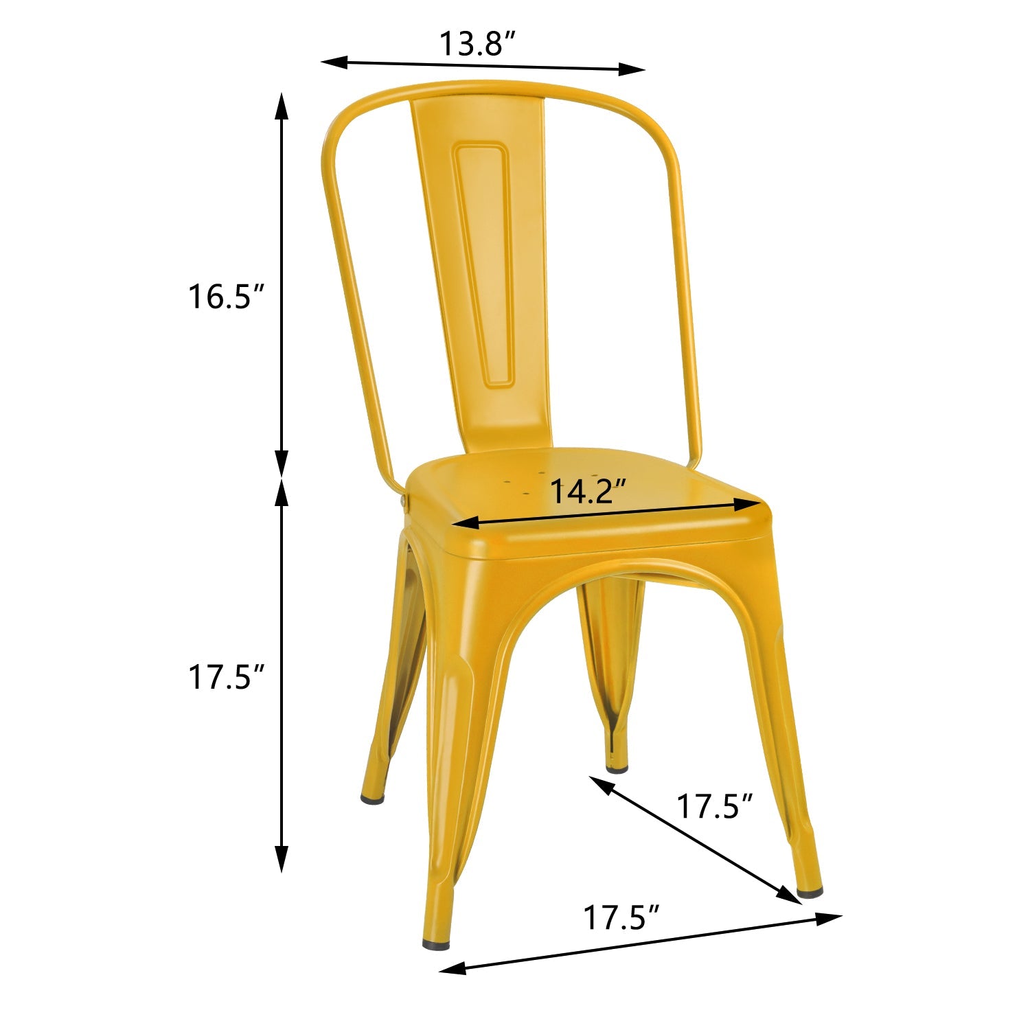 VINEEGO Metal Dining Chair Indoor-Outdoor Use Stackable Classic Trattoria Chair Fashion Dining Metal Side Chairs for Bistro Cafe Restaurant Set of 4 (Yellow)