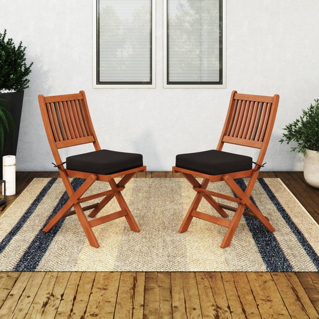 Miramar 2pk Hardwood Outdoor Folding Chairs Cinnamon Brown black Corliving