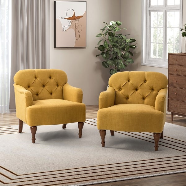 Bacchae Comfy Accent Armchair with Recessed Arms Set of 2 by HULALA HOME