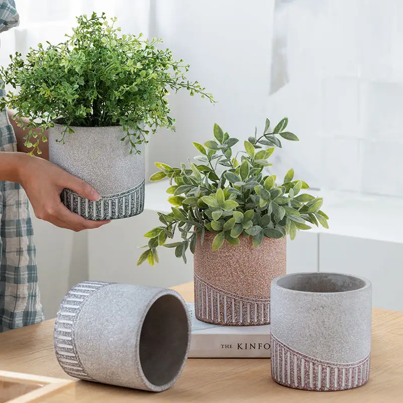 Simple style Cement pot  Home Garden Decoration Light weight concrete plant pots in garden flowerpot garden supplies