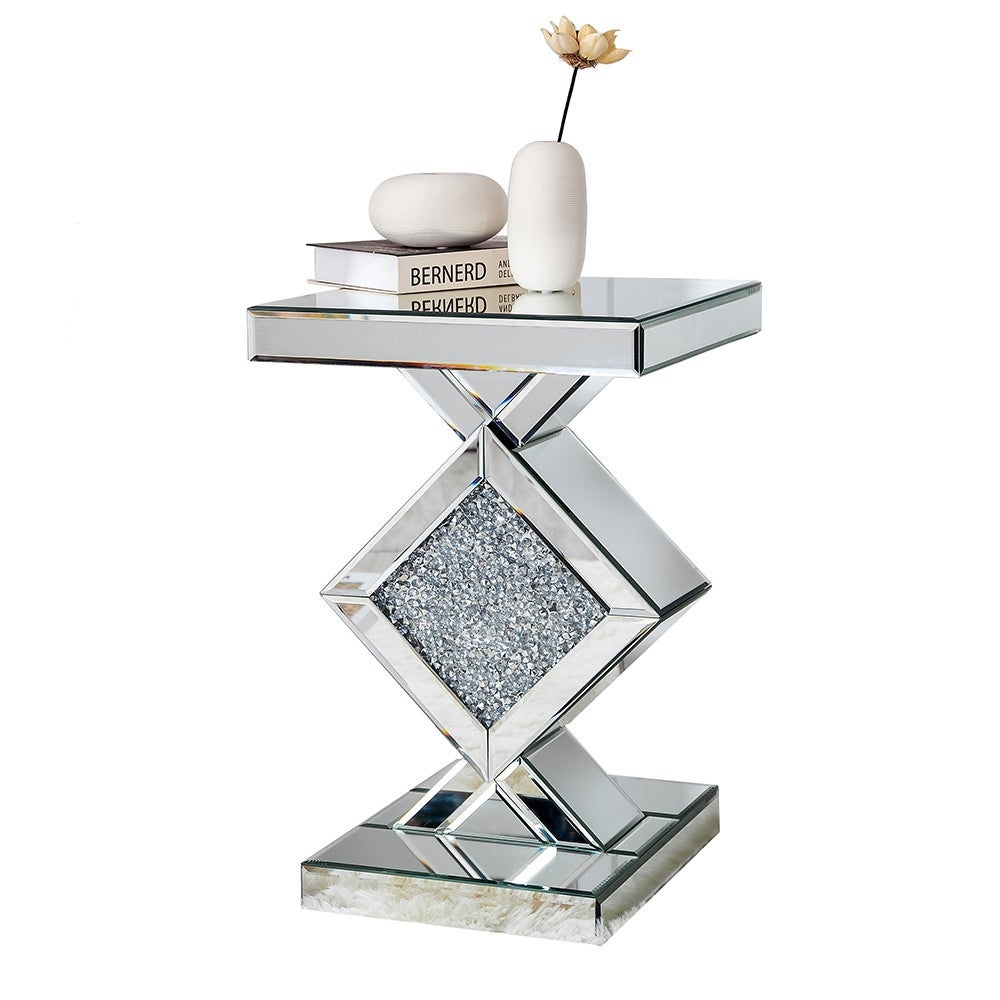 Diamond Silver Mirrored Side Table - 23.62