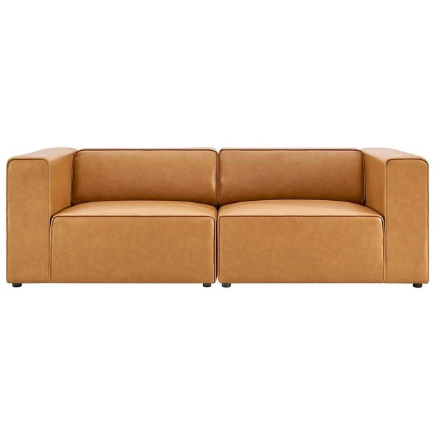 2pc Mingle Vegan Leather Sectional Sofa Loveseat Modway