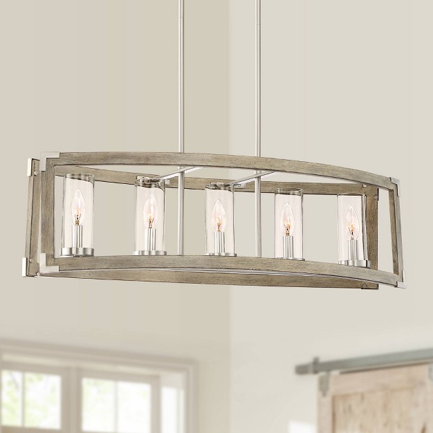 Wide Modern Clear Glass Shade 5 light Fixture For Dining Room Kitchen