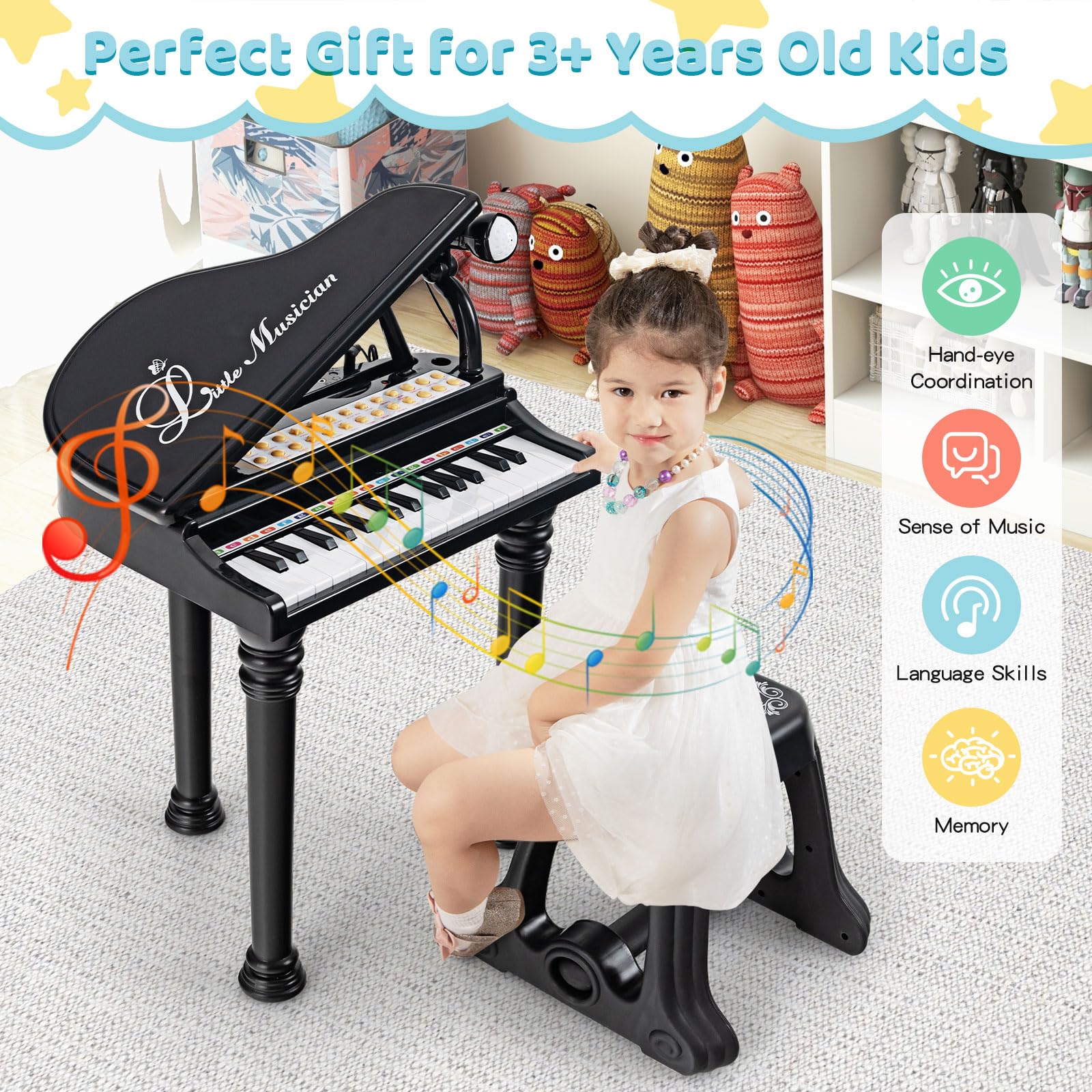 Costzon 31 Keys Kids Piano Keyboard with Stool