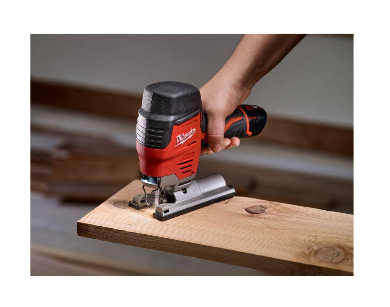 Milwaukee 2415-20-2445-20-48-11-2460 M12 12V Lithium-Ion Cordless 3/8 in. Right Angle Drill with M12 Cordless Jig Saw and 6.0 Ah XC Battery Pack