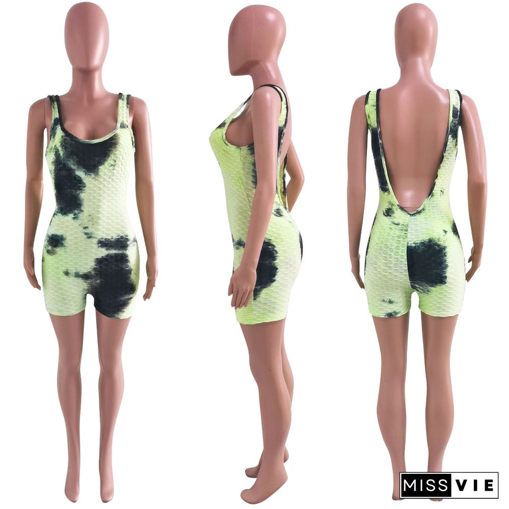 Waffle Tie-Dye Sports Tank Top Jumpsuit