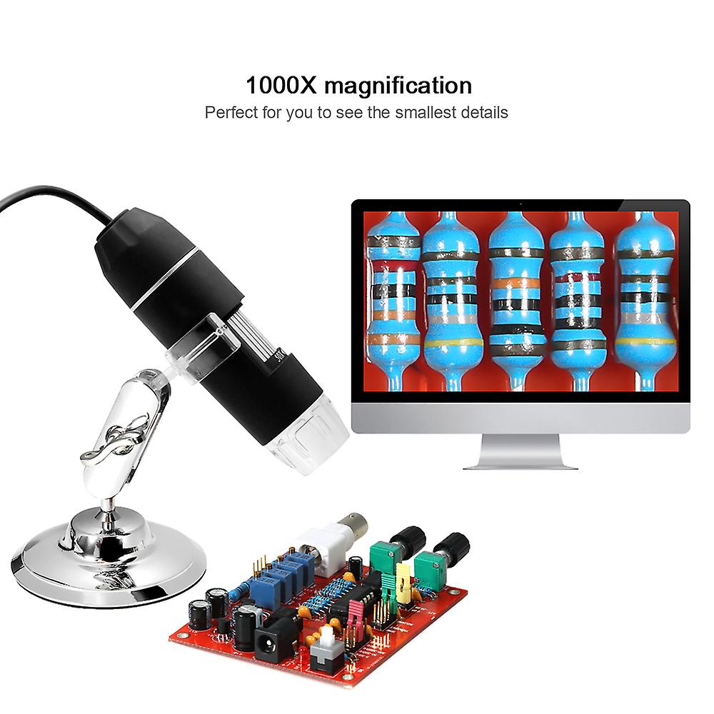 Usb Digital Zoom Microscope Magnifier With Otg Function 8-led Light Magnifying Glass 1000x Magnification With Stand