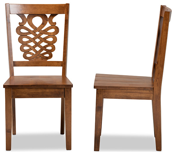 Mazur Modern Transitional Walnut Brown Finish Wood Dining Chair  Set of 2   Transitional   Dining Chairs   by Baxton Studio  Houzz