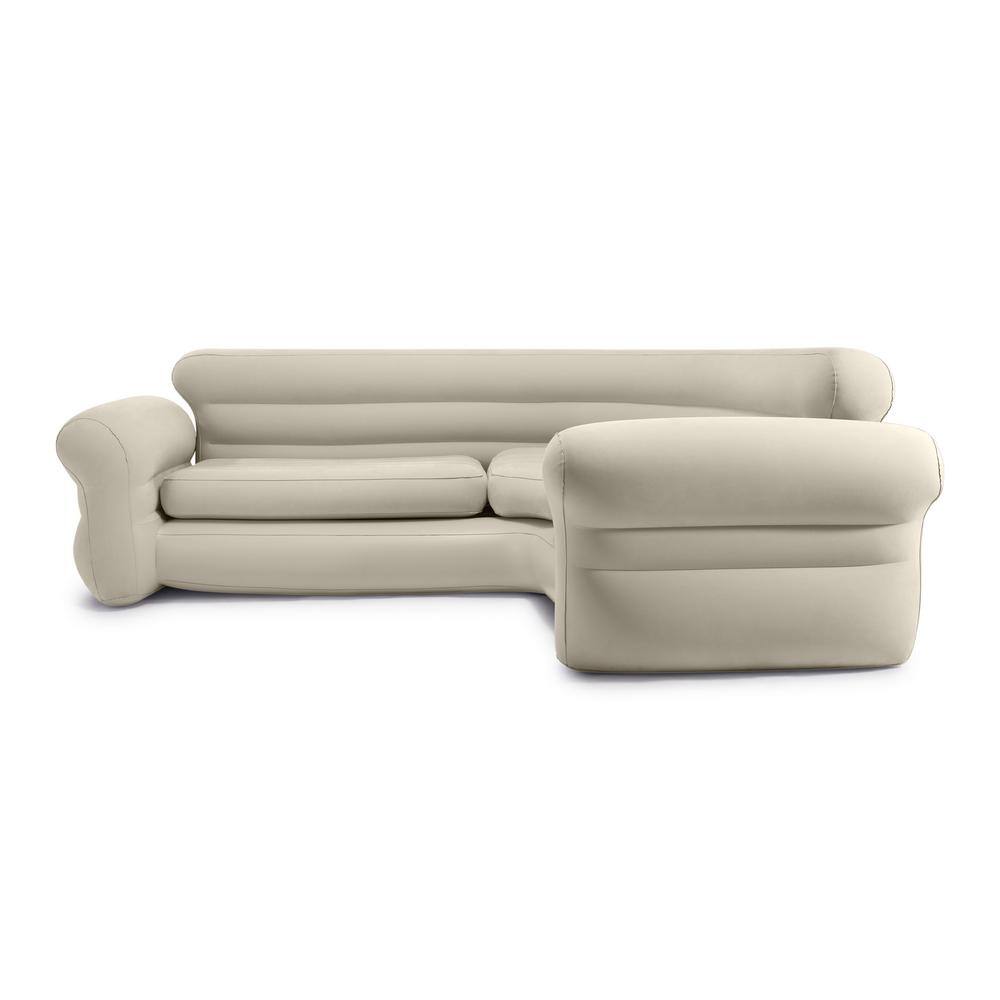 Intex Inflatable Corner Living Room Air Mattress Sectional Sofa Beige 68575EP