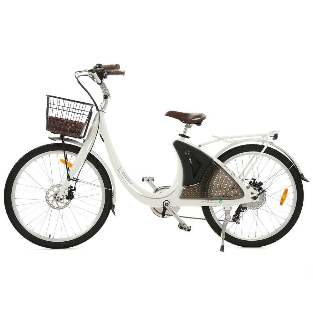 Ecotric Lark Step Thru 500W City Electric Bike For Women Leisure Riders With Basket and Rear Rack w/ USB