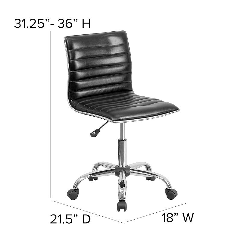 Flash Furniture Low Back Designer Armless Ribbed Swivel Office Chair