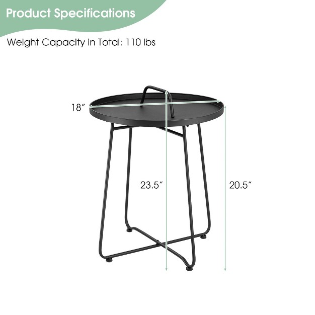 Tangkula Outdoor Metal Patio End Side Table Weather Resistant For Garden Balcony Yard