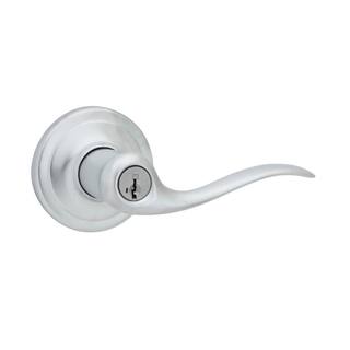 Kwikset Tustin Satin Chrome Exterior Entry Door Handle featuring SmartKey Security 740TNL26DSMTRK4