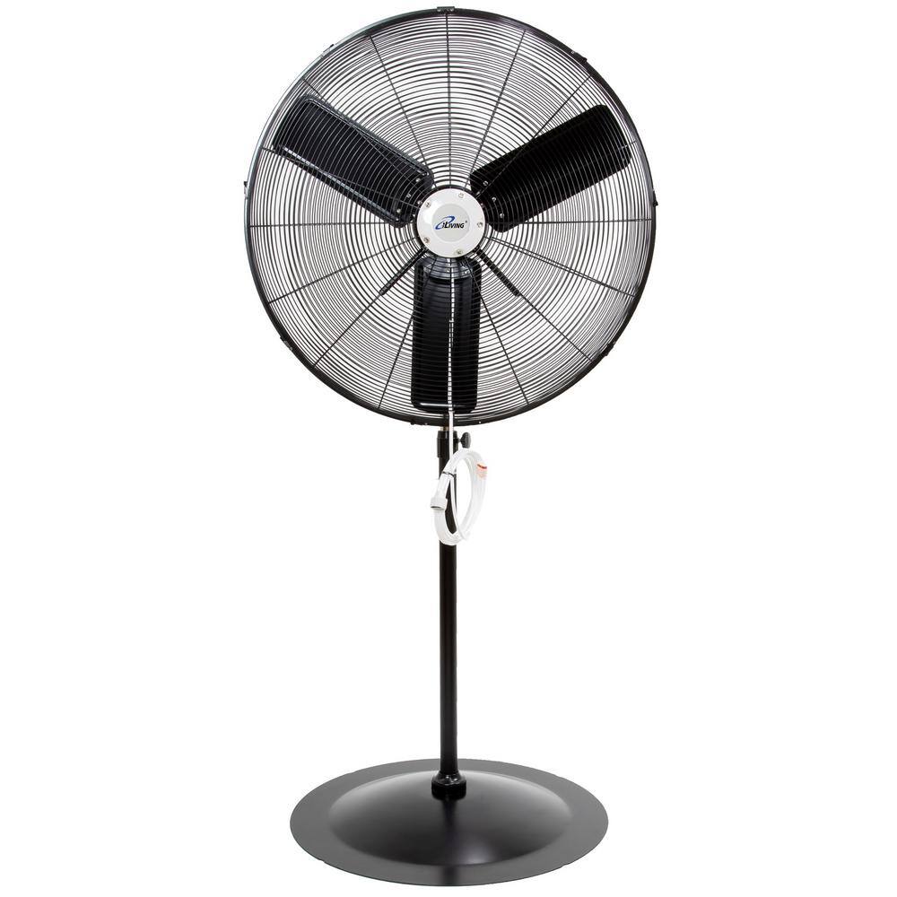 iLIVING Adjustable-Height 30 in. 8400 CFM 120-Volt 1.8 Amp Oscillating Pedestal Fan with Misting Kit ILG8P30M