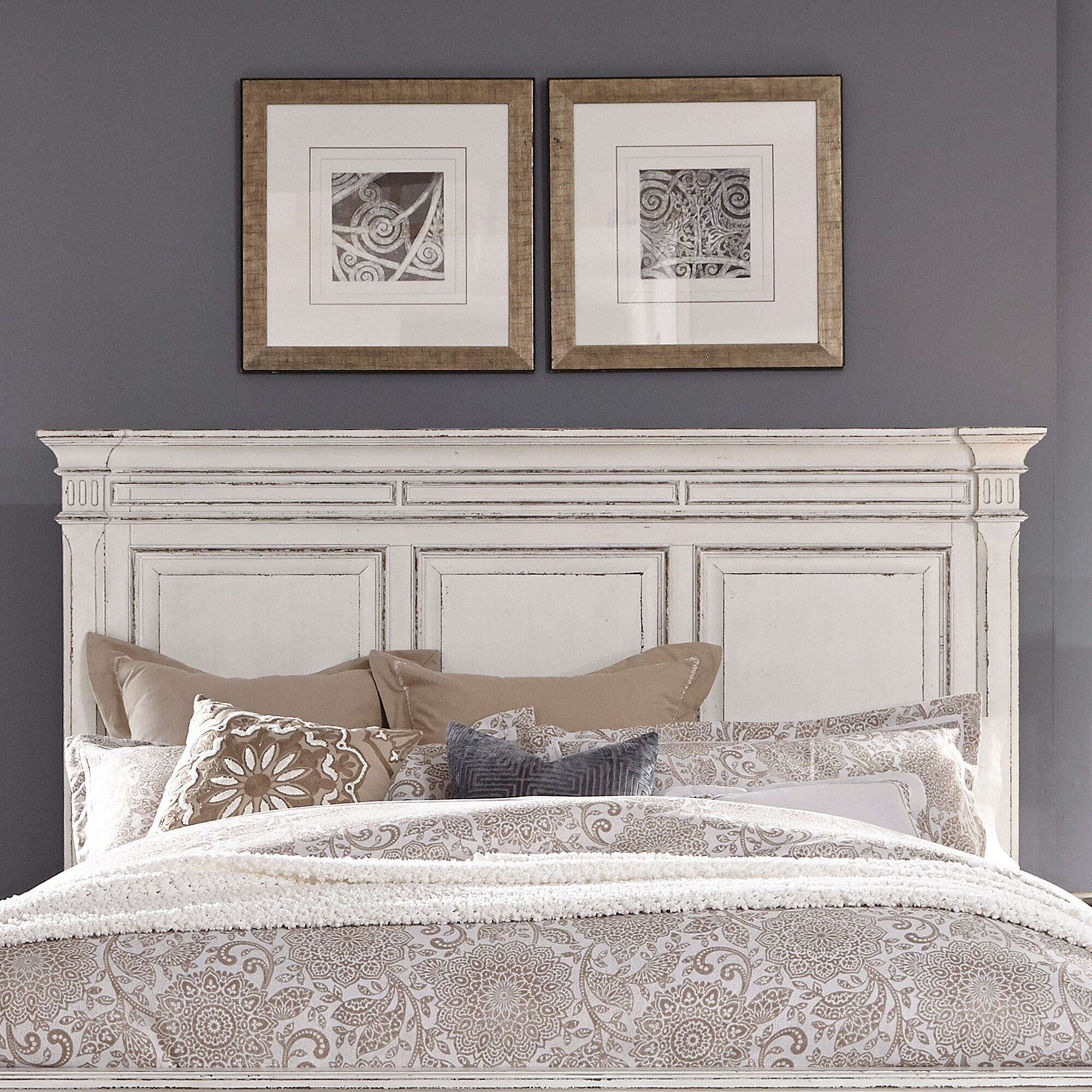 The Gray Barn Abbey Park Weathered Brown and Antique White King Panel Headboard - - 25674365