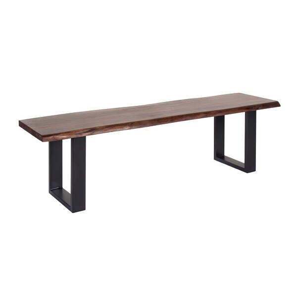 Jessore Handmade Live Edge Acacia Wood and Iron Dining Bench