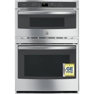 GE Profile Profile 30 in. Double Electric Wall Oven with Convection Self-Cleaning and Built-In Microwave in Stainless Steel PT7800SHSS