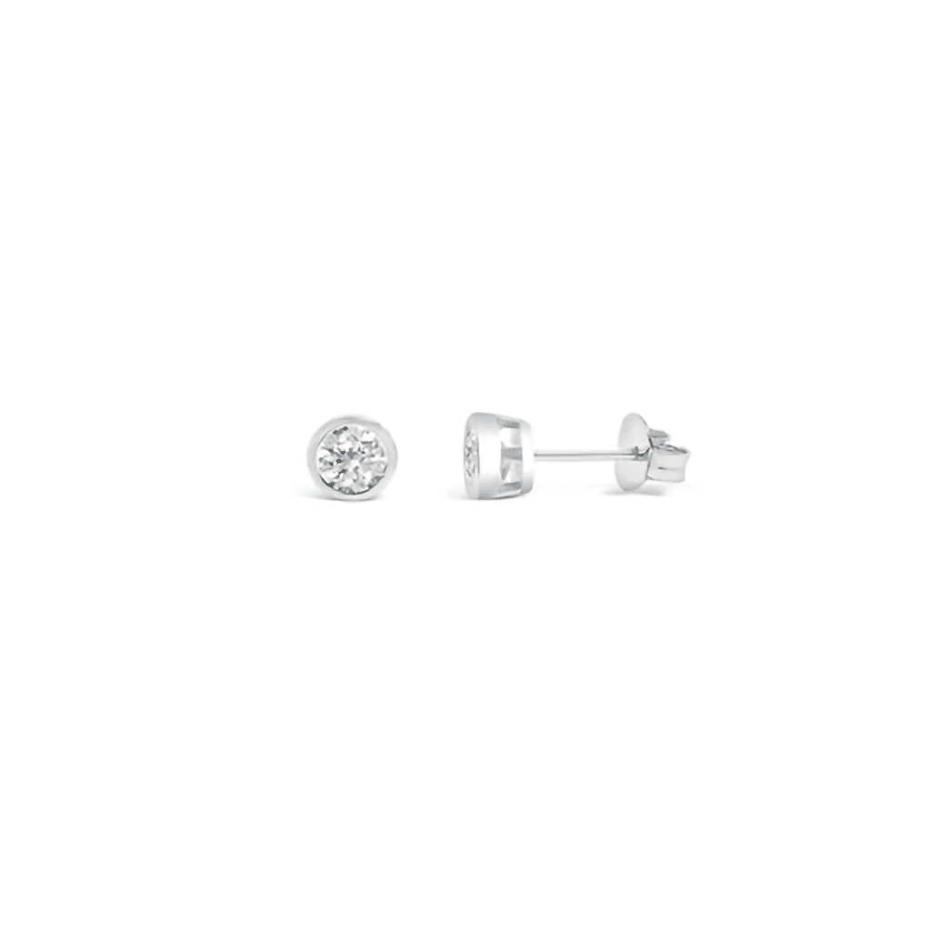 Stia  1CT CZ Bezel Stud Earrings in Silver