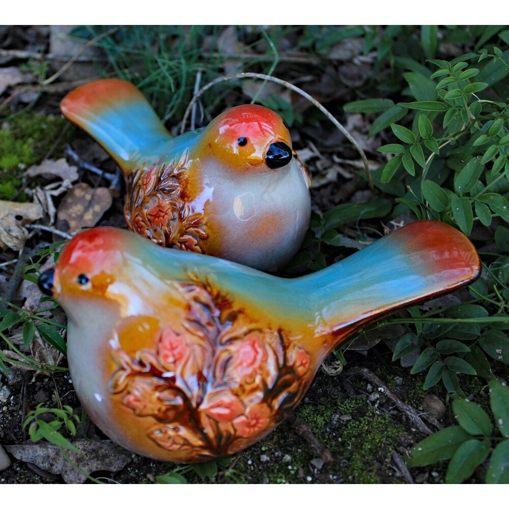 Set of 2 Ceramic Multi Colored Bird   3\