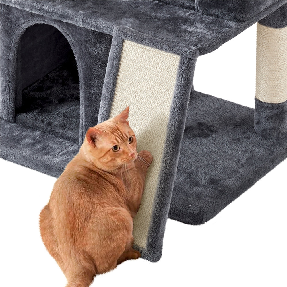 Topeakmart 42'' Double Condo Cat Tree Tower Scratching Posts， Dark Gray