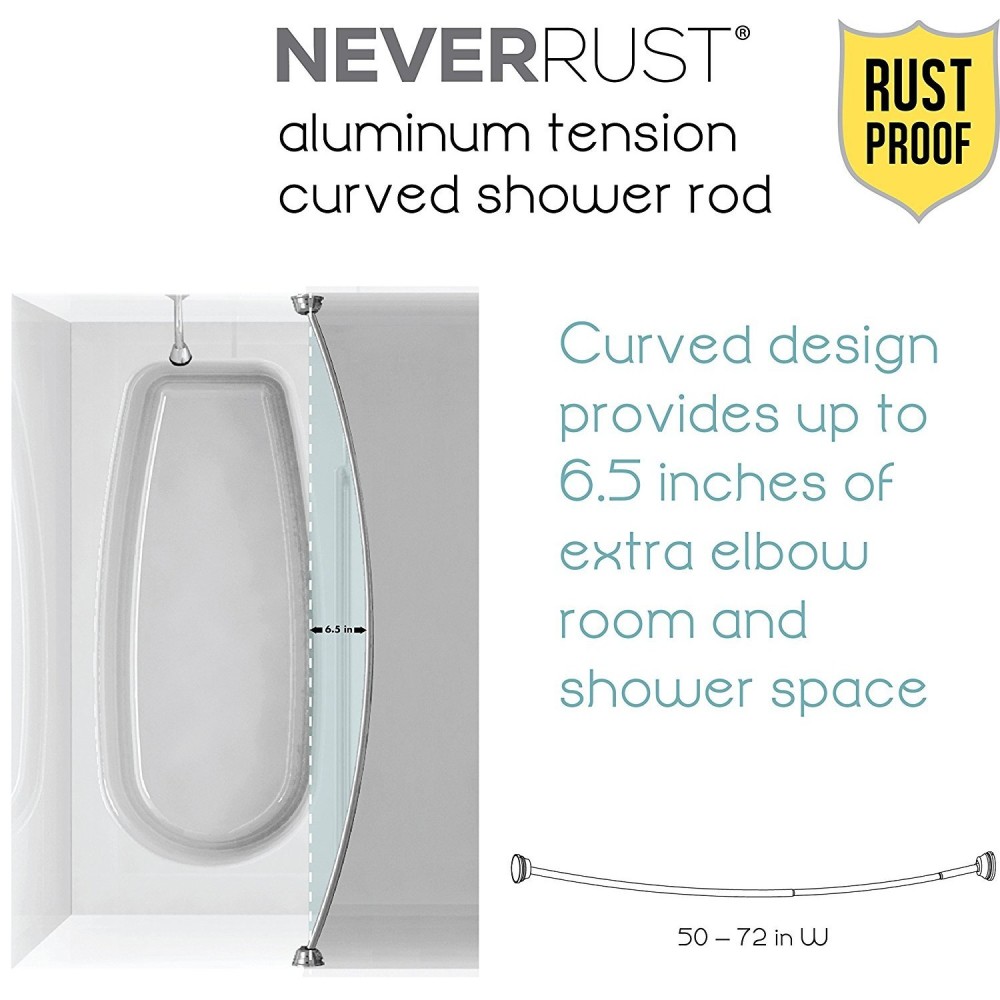 Zenith Shower Curtain Curved Rod Brushed Nickel Aluminum