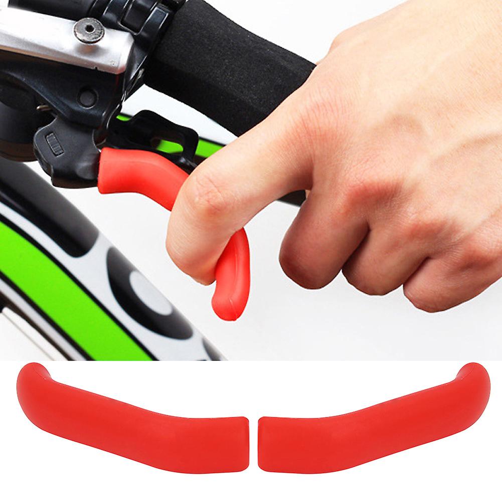 1pair Folding Bicycle Mountain Bike Handlebar Silicone Anti Skid  Grip Cover (red)