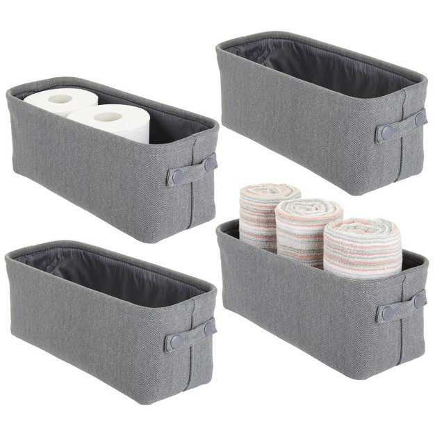 Mdesign Cotton Fabric Bathroom Storage Organizer Bin 4 Pack