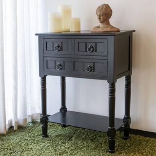 Decor Therapy Westerman Three-Drawer Wood Console with Shelf Navy Finish FR8734