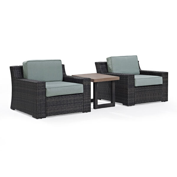 Beaufort 3 Piece Outdoor Wicker Seating Set With Mist Cushion - Two Chairs， Side Table