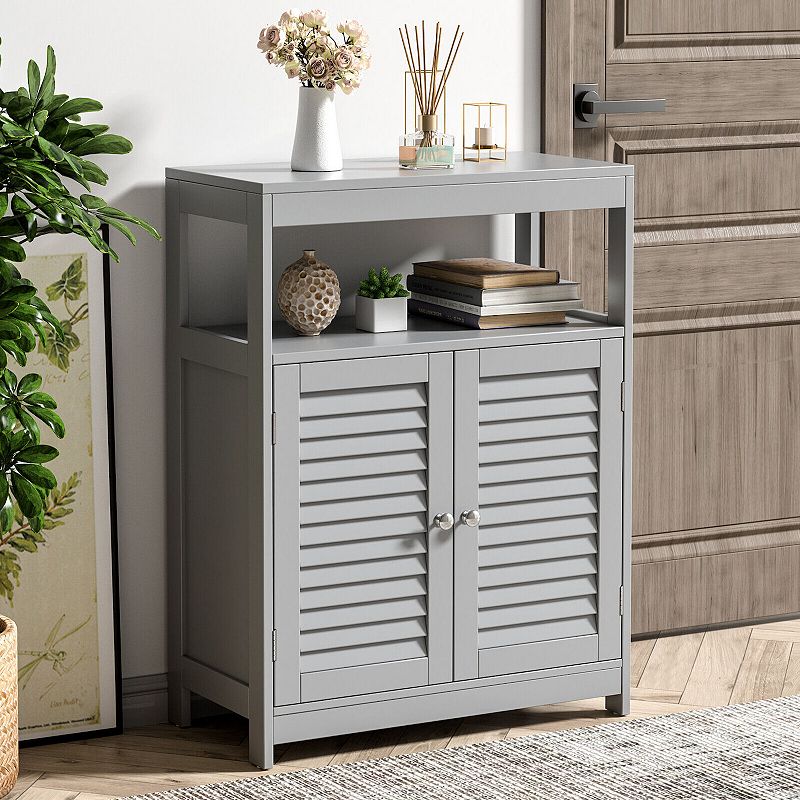 Freestanding Bathroom Floor Cabinet with Double Shutter Doors