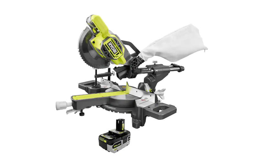 RYOBI PBT01B-PBP004 ONE+ 18V Cordless 7-1/4 in. Sliding Compound Miter Saw with HIGH PERFORMANCE Lithium-Ion 4.0 Ah Battery