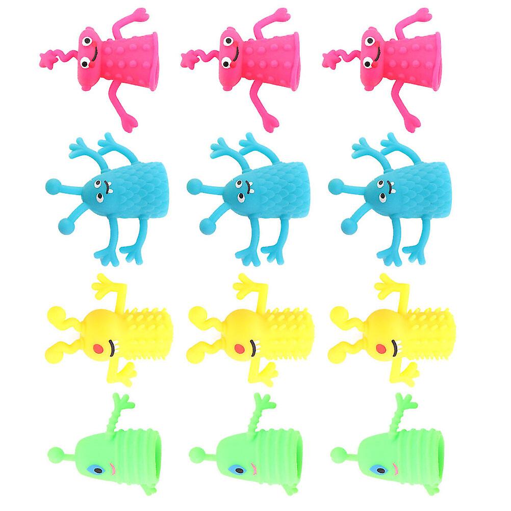 12pcs Tpr Finger Puppets Set Cartoon Finger Plaything Finger Doll (random Style)