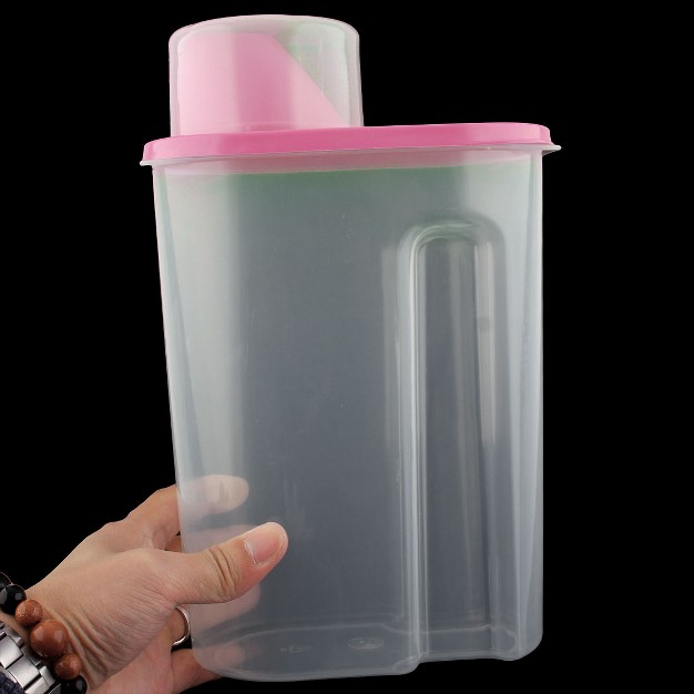 Unique Bargains Plastic Kitchen Cereal Grain Bean Rice Food Storage Container 2 5l Pink Clear 1 Pc