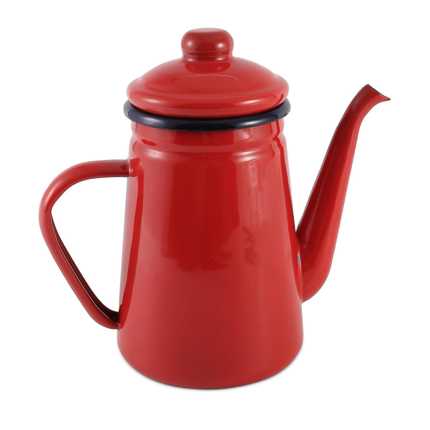 1.1l Enamel Coffee Pot Hand Tea Kettle Induction Cooker Gas Stove Universal Red