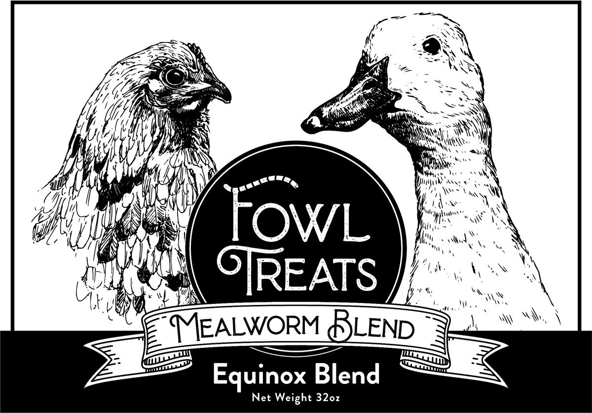 Fowl Treats Mealworm Blend Equinox Blend Chicken and Duck Treats， 2-lb bag