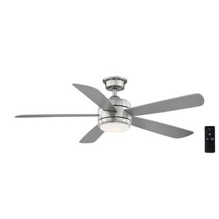 Hampton Bay Averly 52 in. Integrated LED Brushed Nickel Ceiling Fan with Light and Remote Control with Color Changing Technology AK18B-BN