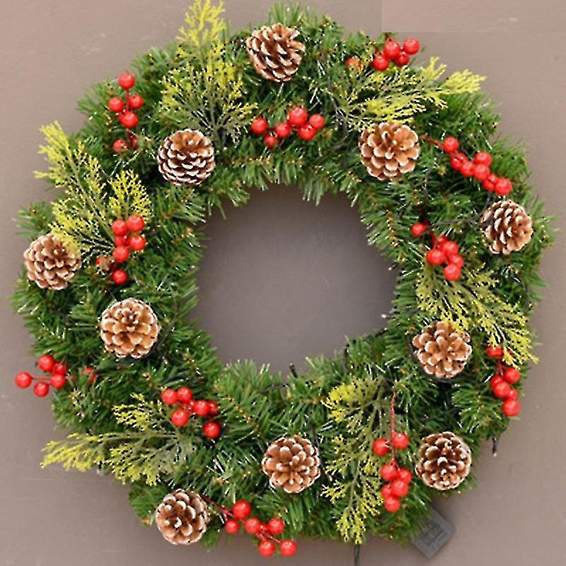 Lit Artificial Christmas Wreath Flocked With Mixed Decorations And Pre-strung White Led Lights