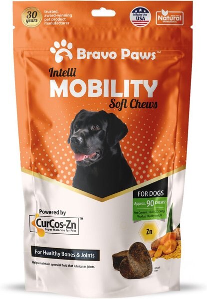 Bravo Paws Intelli Mobility Dog Soft Chews Treats， 12.69-oz pouch， 90 count