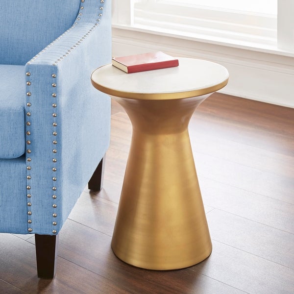 Jamal Steel/ Marble Round End Table by Greyson Living