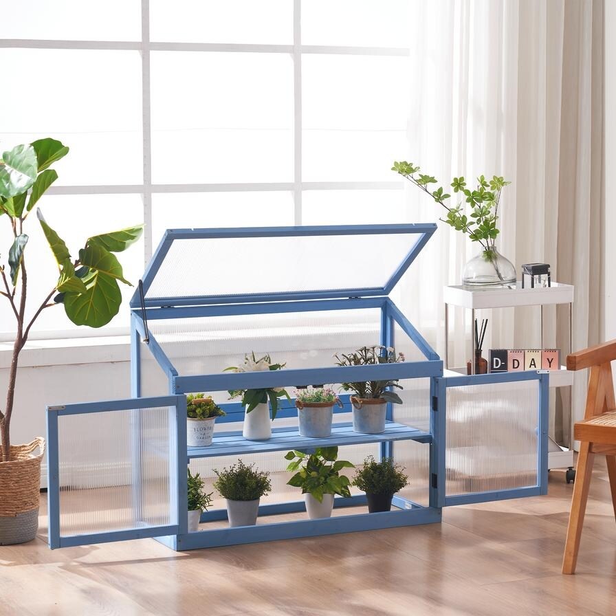 MCombo 2 Tier Cold Frame Greenhouse  Solid Wood 0160