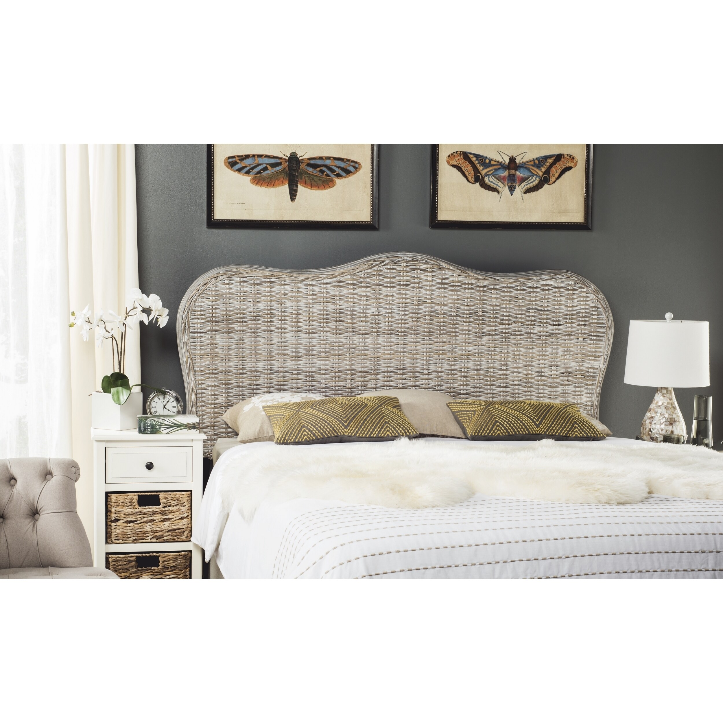 SAFAVIEH Imelda White Washed Headboard (Queen) - - 14428245