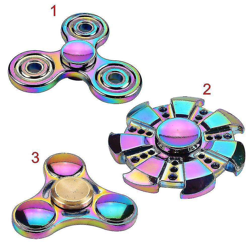 Fashion Gyro Finger Spinner Toy Alloy Hand Spinner For Autism/adhd Anxiety Stress， 1 Piece， Colorful