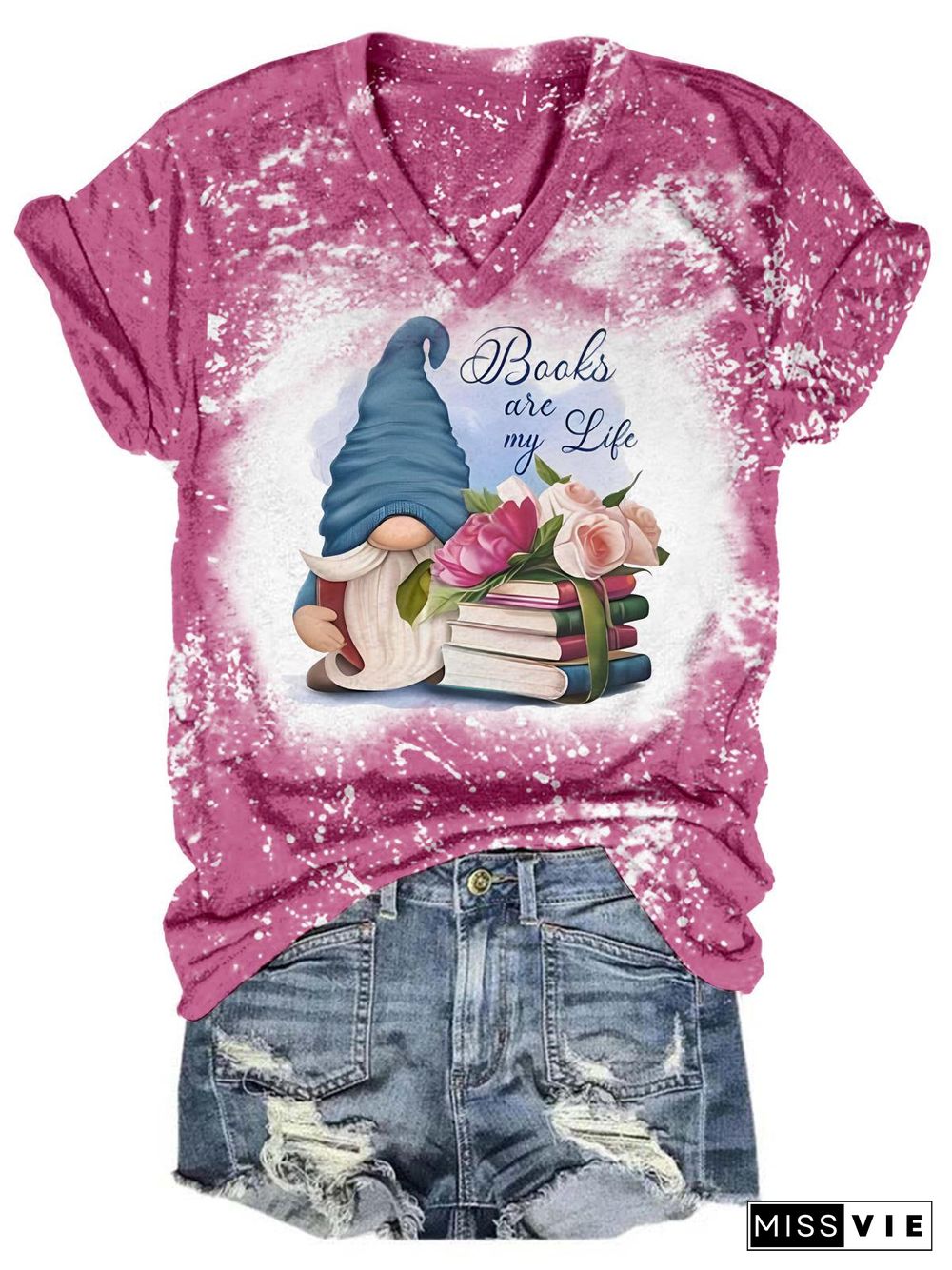 Book Are My Life Tie Dye V Neck T-Shirt