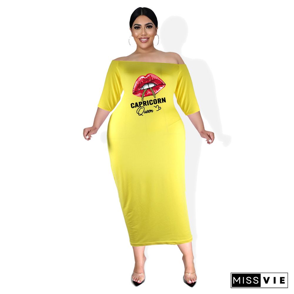 Plus Size Off The Shoulder Half Sleeve Pencil Dress