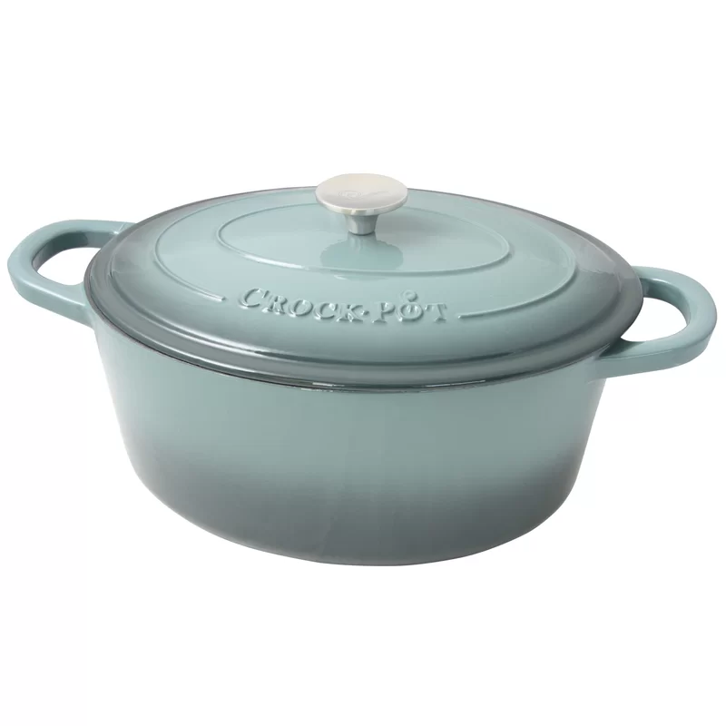 Crock-Pot 69146.02 Artisan Oval Enameled Cast Iron Dutch Oven， 7-Quart， Slate Gray