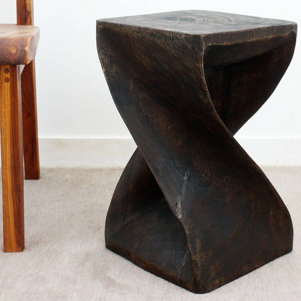 Haussmann? Original Wood Twist Stool 12 X 12 X 20 In High Mocha Oil - 12 x 12 x 20