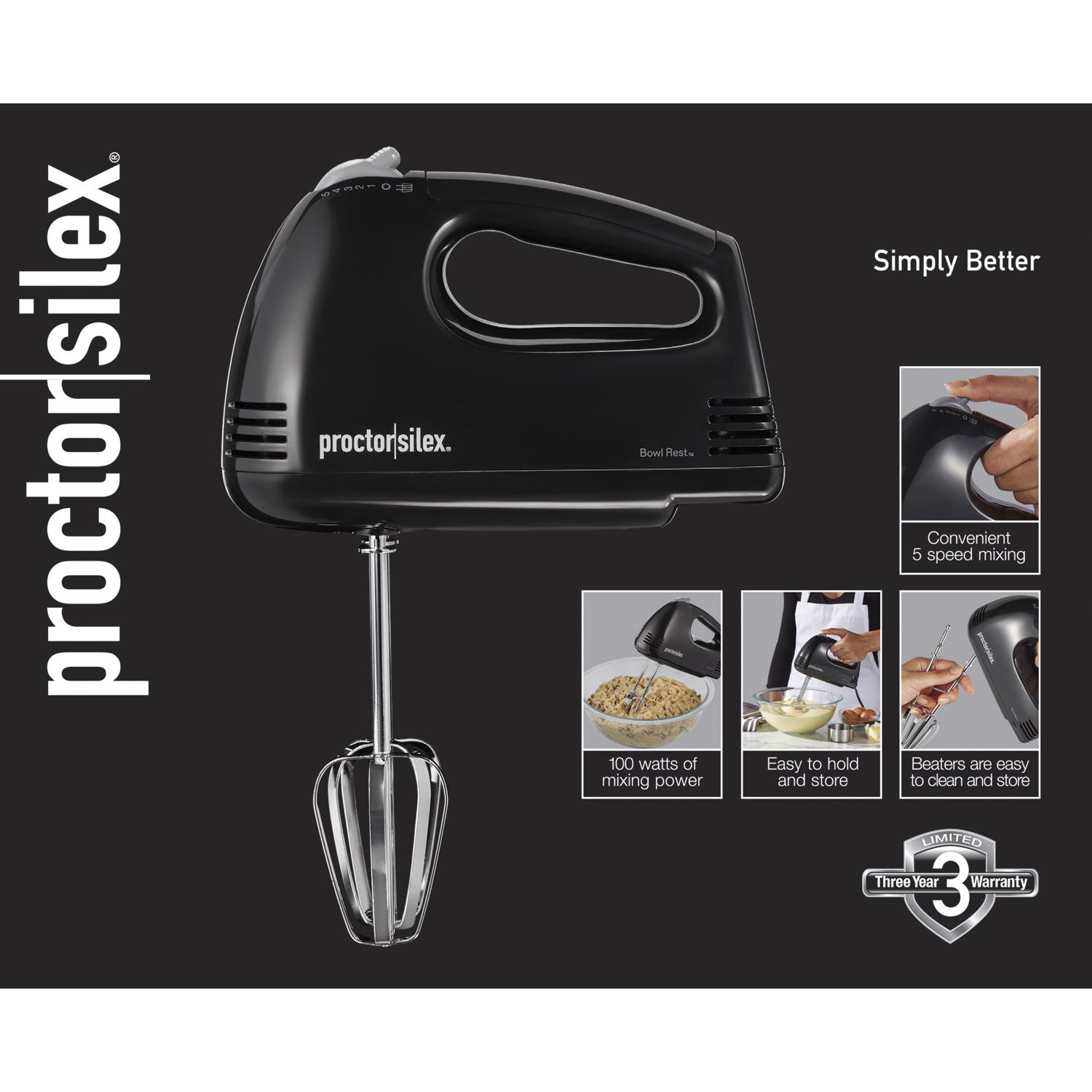 Hamilton Beach Proctor Silex Black 5 speed Hand Food Mixer