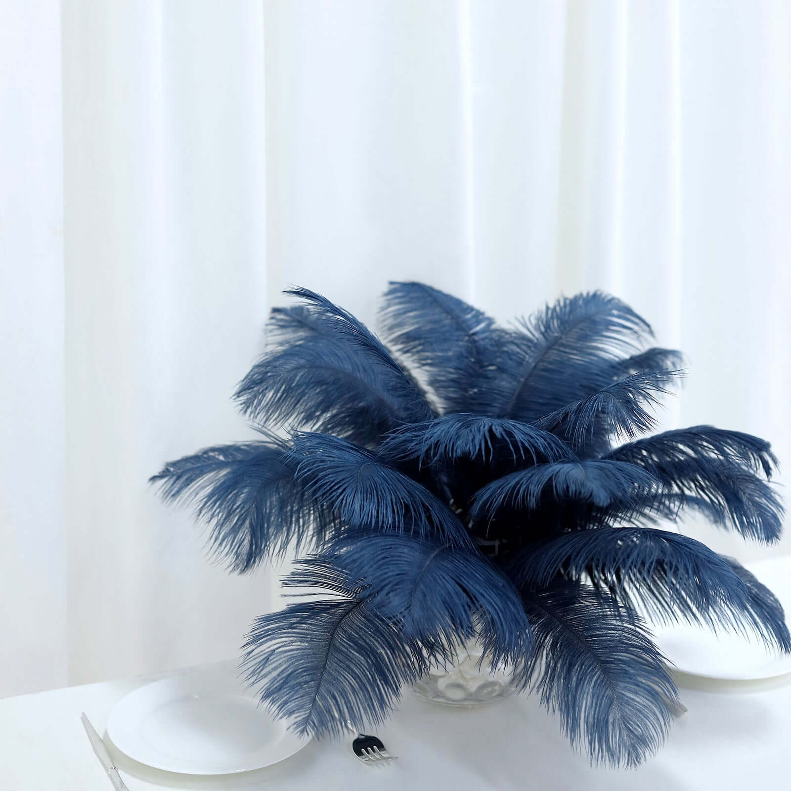 12 Pack Navy Blue Natural Plume Real Ostrich Feathers, DIY Centerpiece Fillers 13