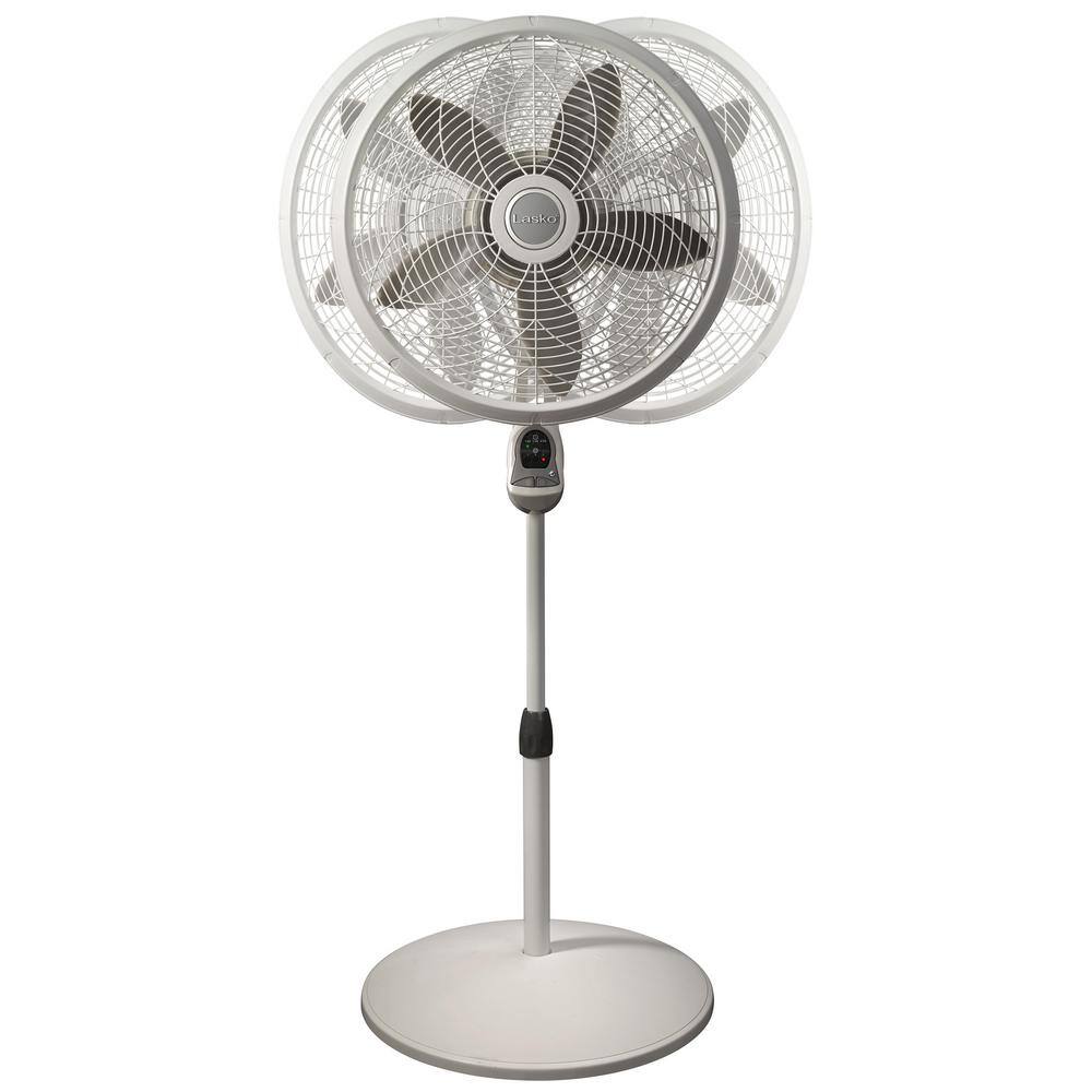 Lasko Elegance and Performance Adjustable-Height 18 in. 3 Speed White Oscillating Pedestal Fan with Timer and Remote Control 1850