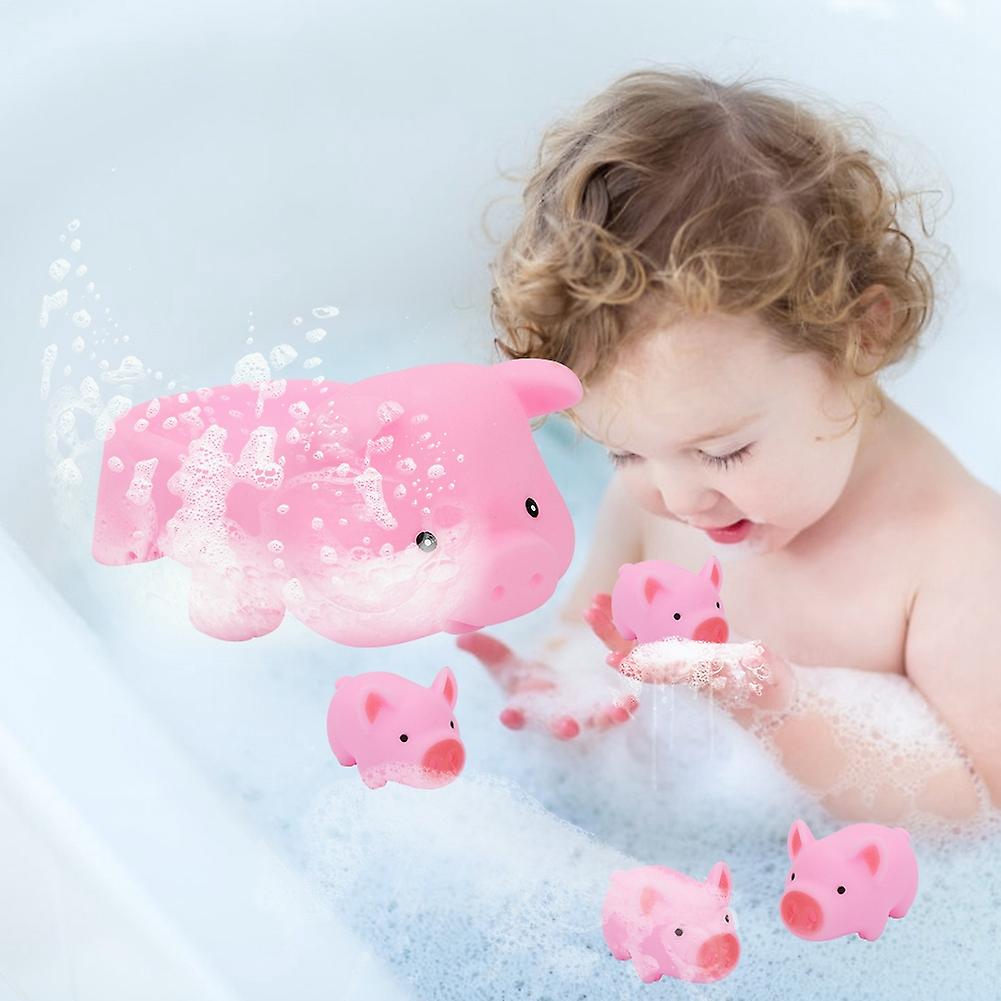 4pcs Lovely Pig Bathing Swimming Toys Screaming Pig Toy For Water Bathing Playing